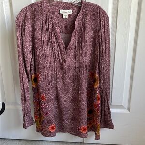 Coldwater Creek Pink Long Sleeve Embellished Blouse